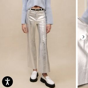 Maje Sheepskin  Metallic Silver Jeans